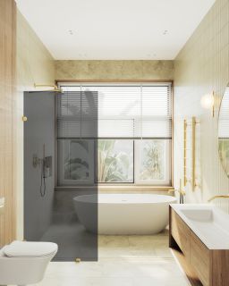 Душевая перегородка MaybahGlass MGD-274-3 79см золото